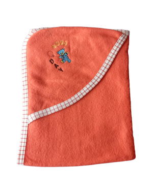 Baby woollen blanket For Infants with hood orange